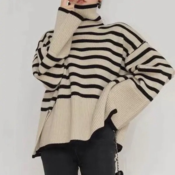 Striped Knit Sweater One Size - Picture 2 of 5